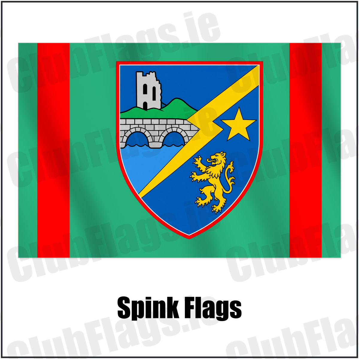 Spink Flags with the club crest and colours, Laois GAA - ClubFlags.ie
