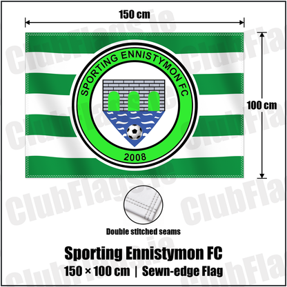 Sporting Ennistymon FC 100cm x 150cm Flag (sewn on the edges) with the verified club crest and colours, Clare Football - ClubFlags.ie
