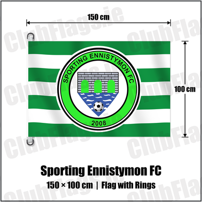 Sporting Ennistymon FC 150cm x 100cm Flag Pole Flag with Rings with the verified club crest and colours, Clare Football - ClubFlags.ie