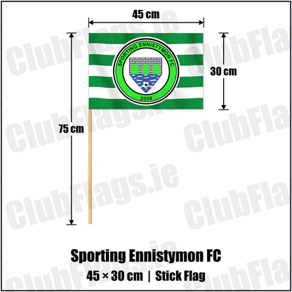 Sporting Ennistymon FC 30cm x 45cm Stick Flag with the verified club crest and colours, Clare Football - ClubFlags.ie