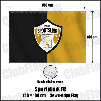 SportsLink FC 100cm x 150cm Flag (sewn on the edges) with the verified club crest and colours, Dublin Football - ClubFlags.ie