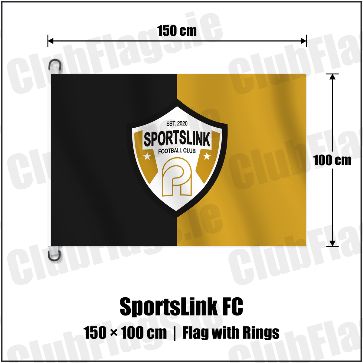 SportsLink FC 150cm x 100cm Flag Pole Flag with Rings with the verified club crest and colours, Dublin Football - ClubFlags.ie
