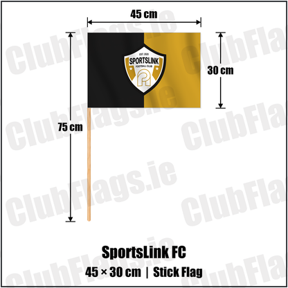 SportsLink FC 30cm x 45cm Stick Flag with the verified club crest and colours, Dublin Football - ClubFlags.ie