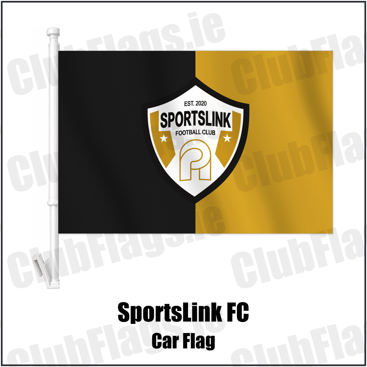 SportsLink FC Car Flag with the verified club crest and colours, Dublin Football - ClubFlags.ie