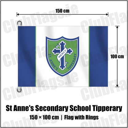 St Anne's Secondary School Tipperary 150cm x 100cm Flag Pole Flag with Rings with the club crest and colours, Tipperary GAA - ClubFlags.ie