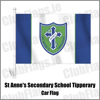 St Anne's Secondary School Tipperary Car Flag with the club crest and colours, Tipperary GAA - ClubFlags.ie