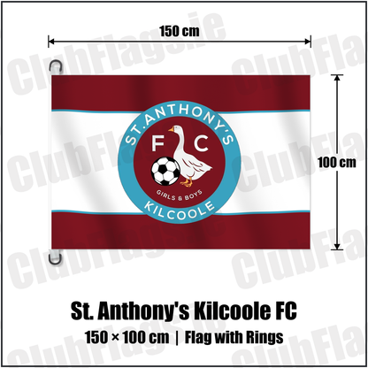 St. Anthony's Kilcoole FC 150cm x 100cm Flag Pole Flag with Rings with the club crest and colours, Wicklow Football - ClubFlags.ie