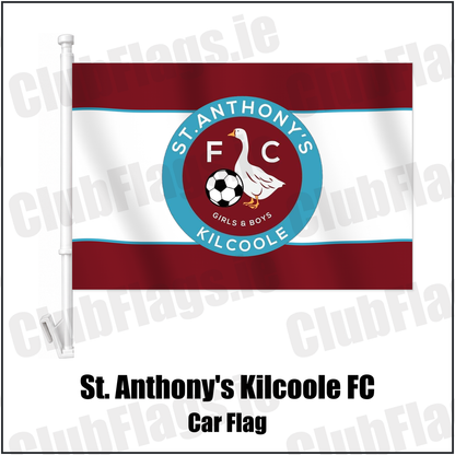 St. Anthony's Kilcoole FC Car Flag with the club crest and colours, Wicklow Football - ClubFlags.ie