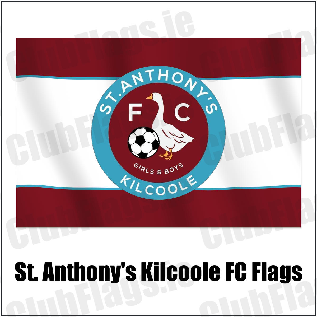 St. Anthony's Kilcoole FC Flags with the club crest and colours, Wicklow Football - ClubFlags.ie
