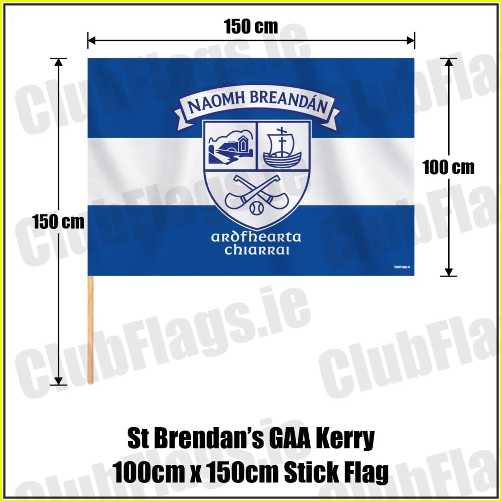St Brendan’s GAA Kerry 100cm x 150cm Stick Flag - ClubFlags.ie