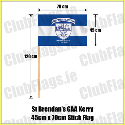St Brendan’s GAA Kerry 45cm x 70cm Stick Flag - ClubFlags.ie
