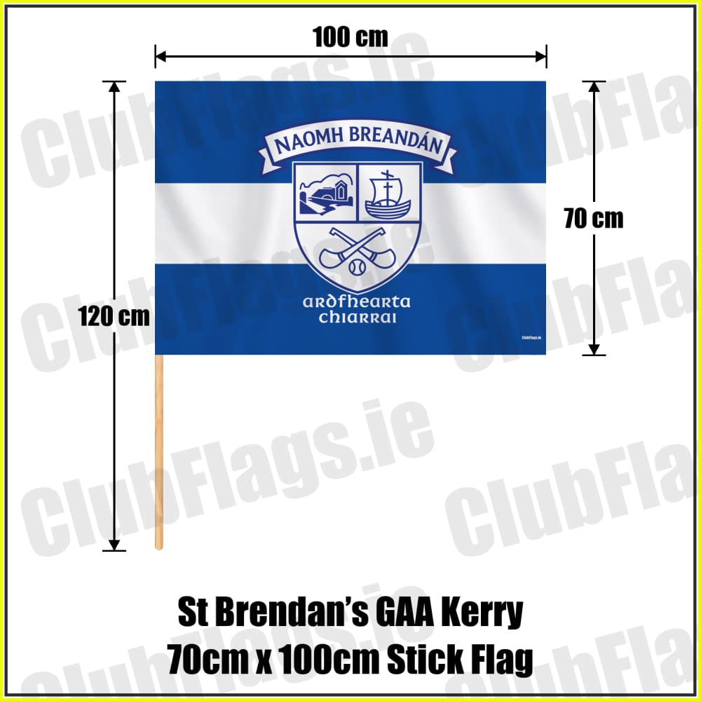 St Brendan’s GAA Kerry 70cm x 100cm Stick Flag - ClubFlags.ie