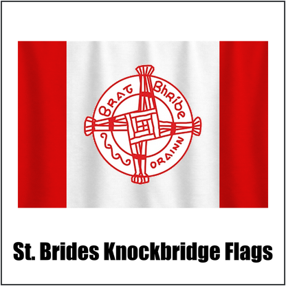 St. Brides Knockbridge Flags, featuring the club crest and red and white colours; County Louth GAA. ClubFlags.ie.