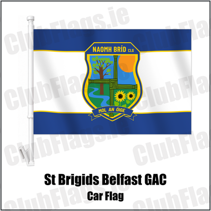 St Brigids Belfast GAC Car Flag with the club crest and colours, Antrim GAA - ClubFlags.ie
