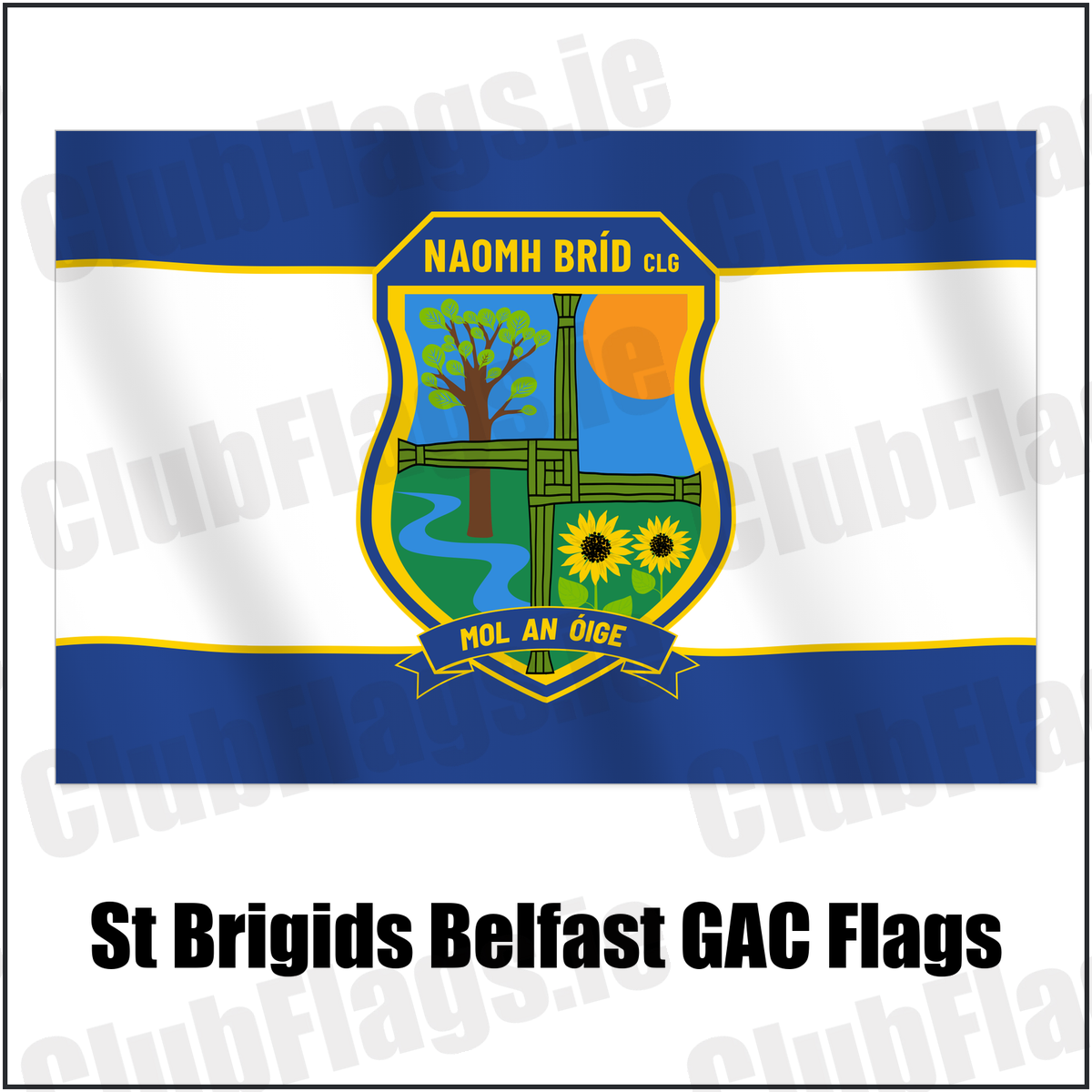 St Brigids Belfast GAC Flags with the club crest and colours, Antrim GAA - ClubFlags.ie
