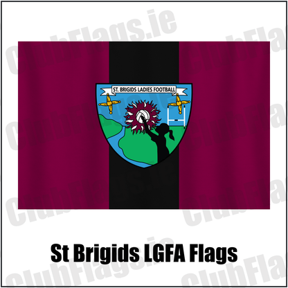 St Brigids LGFA Flags, featuring the club crest and maroon and black colours; County Limerick ladies Gaelic football. ClubFlags.ie.