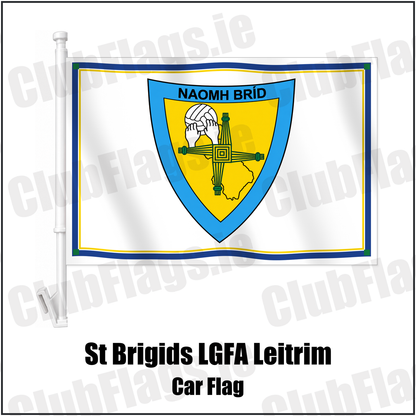 St Brigids LGFA Leitrim Car Flag with the club crest and colours, Leitrim GAA - ClubFlags.ie