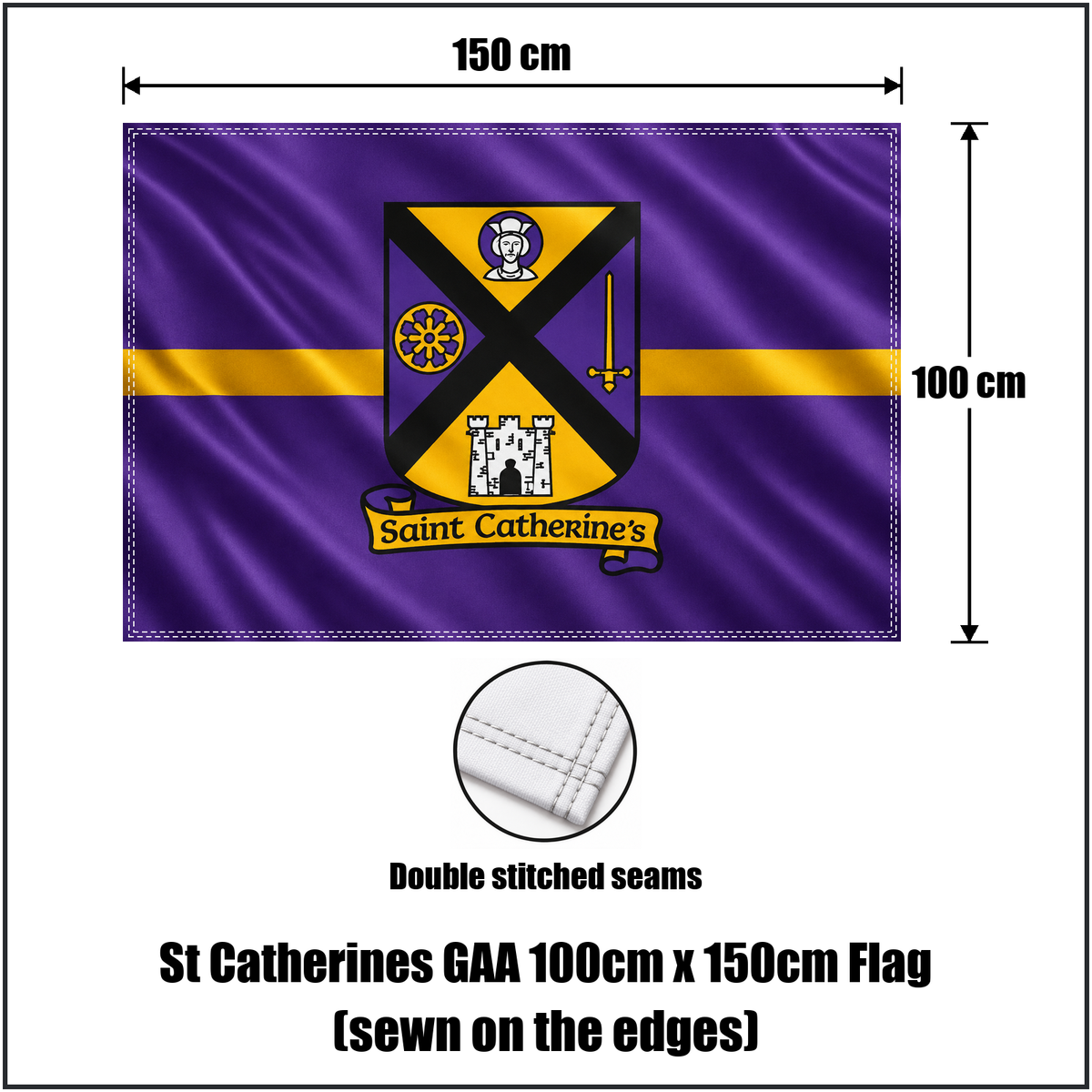 St Catherines GAA 100cm x 150cm Flag (sewn on the edges) - ClubFlags.ie
