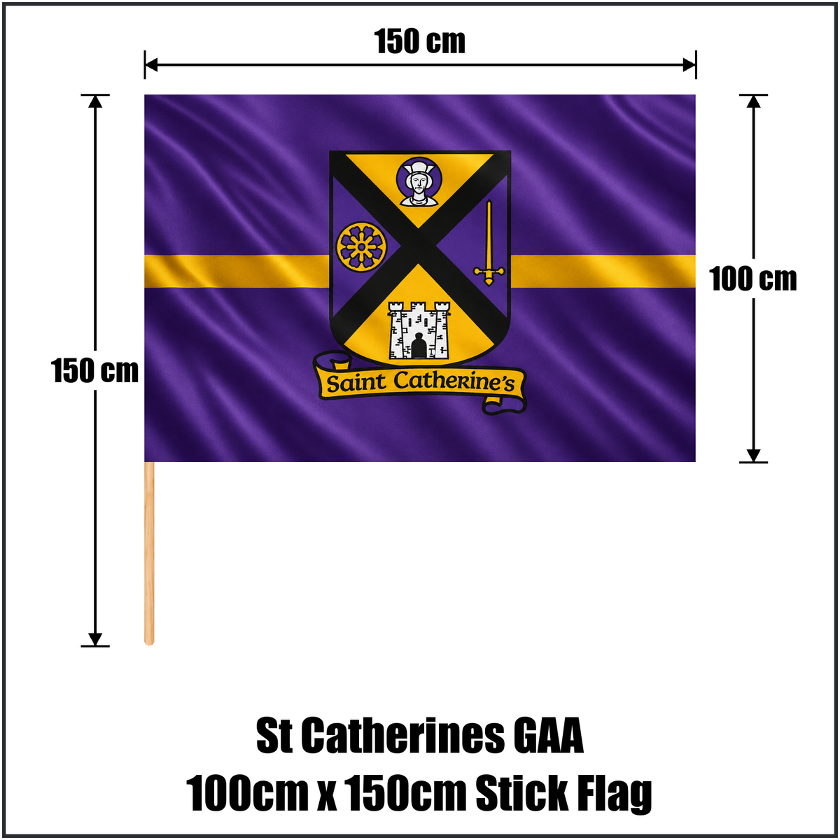 St Catherines GAA 100cm x 150cm Stick Flag - ClubFlags.ie