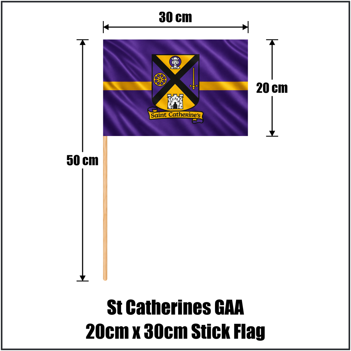 St Catherines GAA 20cm x 30cm Stick Flag - ClubFlags.ie