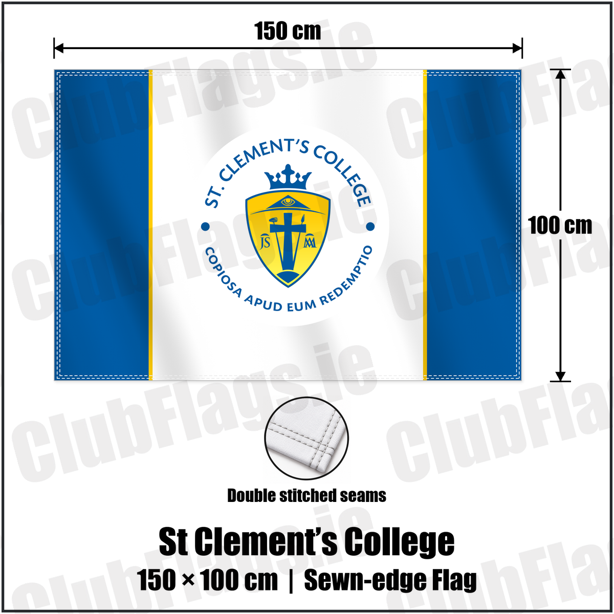 St Clement’s College 100cm x 150cm Flag (sewn on the edges) with the club crest and colours, Limerick GAA - ClubFlags.ie