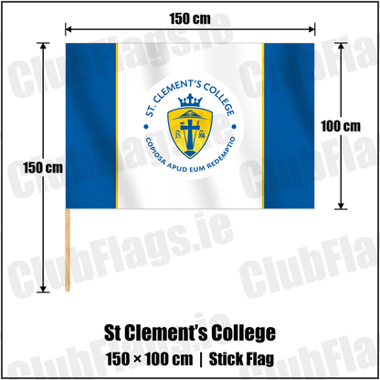St Clement’s College 100cm x 150cm Stick Flag with the club crest and colours, Limerick GAA - ClubFlags.ie