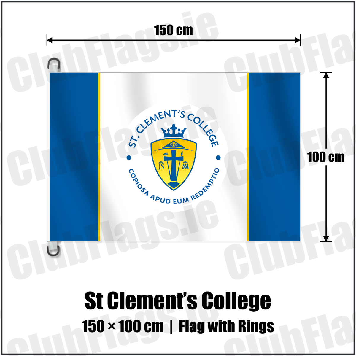 St Clement’s College 150cm x 100cm Flag Pole Flag with Rings with the club crest and colours, Limerick GAA - ClubFlags.ie