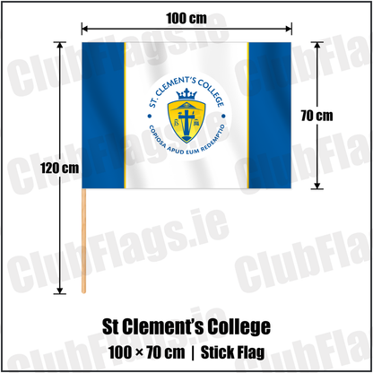 St Clement’s College 70cm x 100cm Stick Flag with the club crest and colours, Limerick GAA - ClubFlags.ie