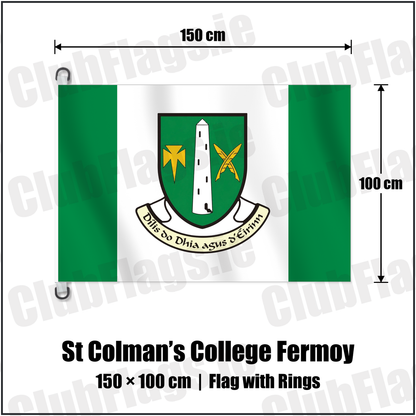 St Colman’s College Fermoy 150cm x 100cm Flag Pole Flag with Rings with the club crest and colours, Cork GAA - ClubFlags.ie