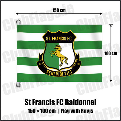 St Francis FC Baldonnel 150cm x 100cm Flag Pole Flag with Rings with the club crest and colours, Dublin Football - ClubFlags.ie