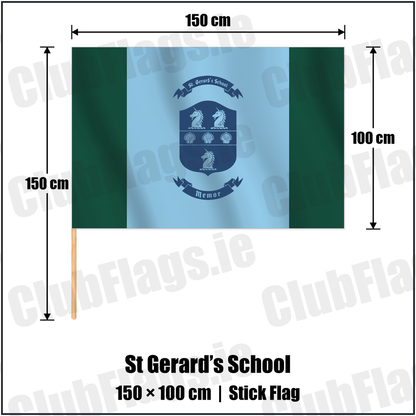 St Gerard’s School 100cm x 150cm Stick Flag with the club crest and colours, Wicklow Rugby - ClubFlags.ie