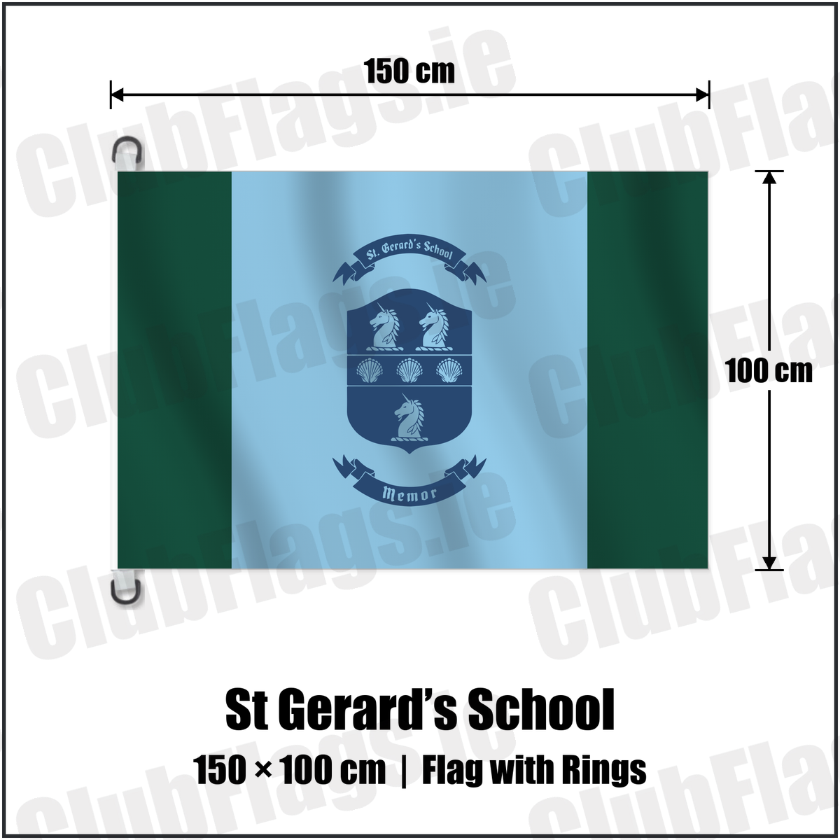 St Gerard’s School 150cm x 100cm Flag Pole Flag with Rings with the club crest and colours, Wicklow Rugby - ClubFlags.ie