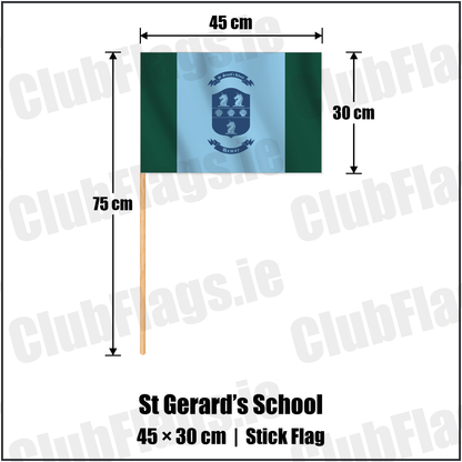 St Gerard’s School 30cm x 45cm Stick Flag with the club crest and colours, Wicklow Rugby - ClubFlags.ie
