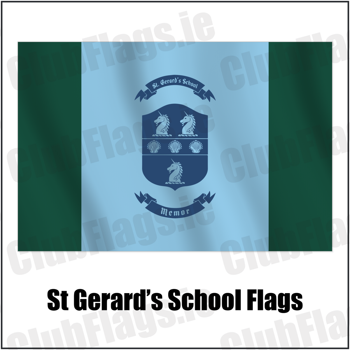 St Gerard’s School Flags with the club crest and colours, Wicklow Rugby - ClubFlags.ie