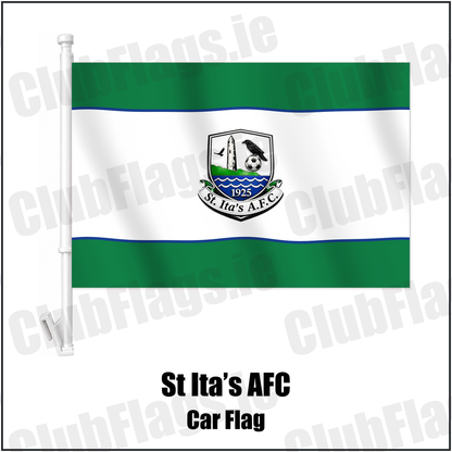 St Ita’s AFC Car Flag with the club crest and colours, Dublin Football - ClubFlags.ie