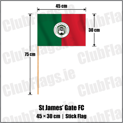 St James’ Gate FC 30cm x 45cm Stick Flag with the club crest and colours, Dublin Football - ClubFlags.ie