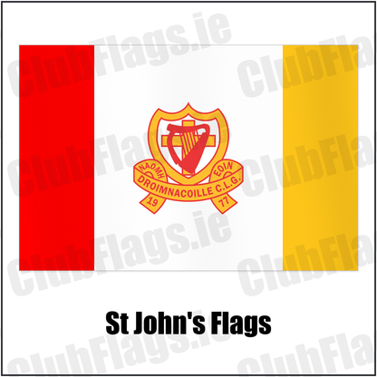 St John's Flags with the club crest and colours, Down GAA - ClubFlags.ie