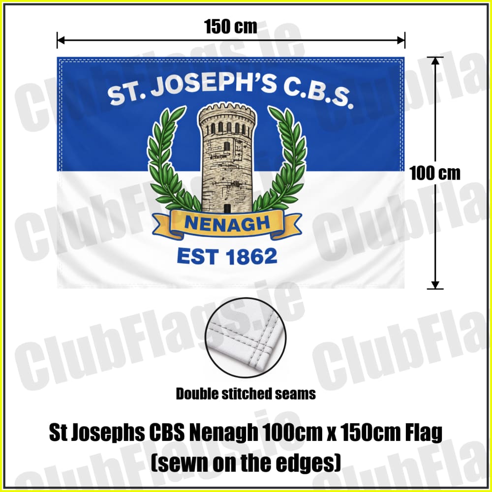St Josephs CBS Nenagh 100cm x 150cm Flag (sewn on the edges) - ClubFlags.ie