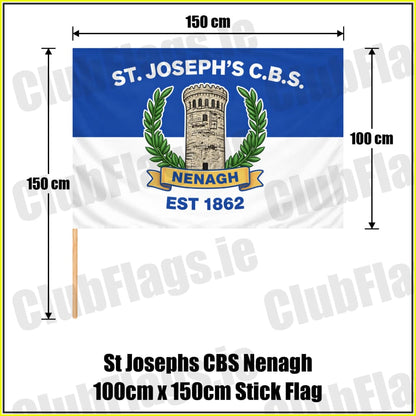 St Josephs CBS Nenagh 100cm x 150cm Stick Flag - ClubFlags.ie