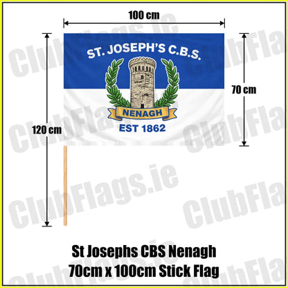 St Josephs CBS Nenagh 70cm x 100cm Stick Flag - ClubFlags.ie