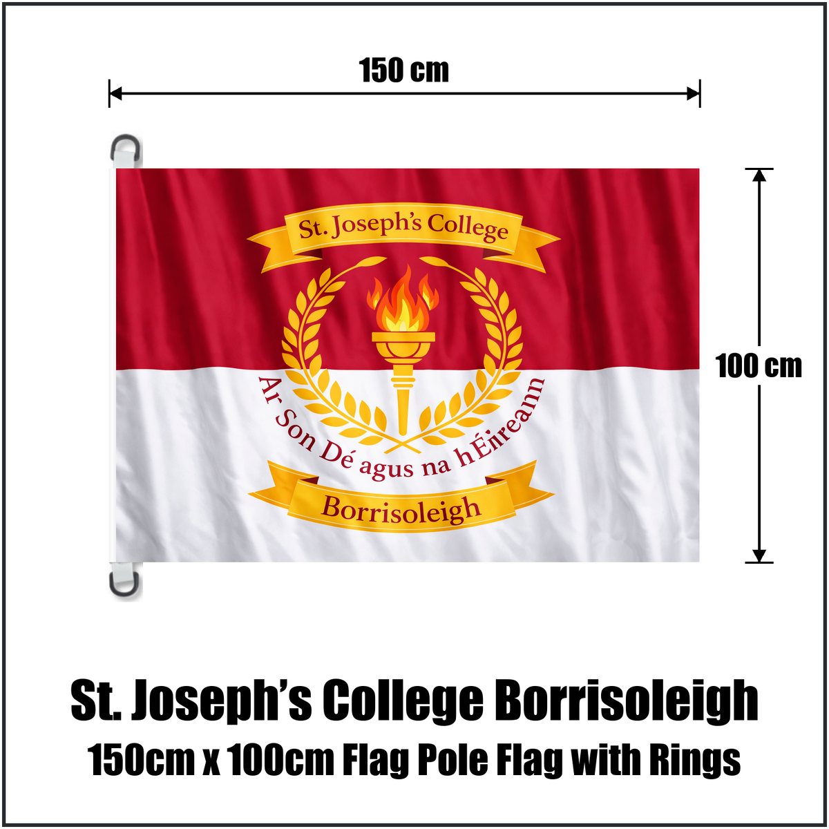 St. Joseph’s College Borrisoleigh 150cm x 100cm Flag Pole Flag with Rings - ClubFlags.ie