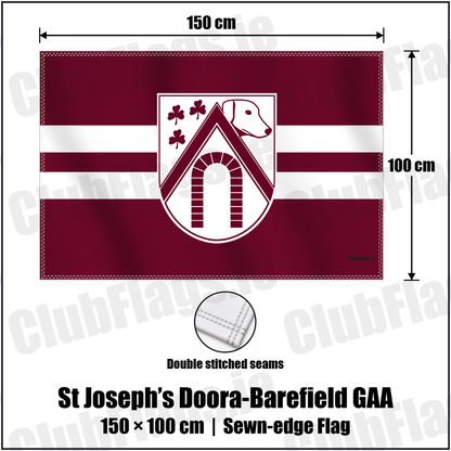 St Joseph’s Doora-Barefield GAA 100cm x 150cm Flag (sewn on the edges) with the verified club crest and colours, Clare GAA - ClubFlags.ie
