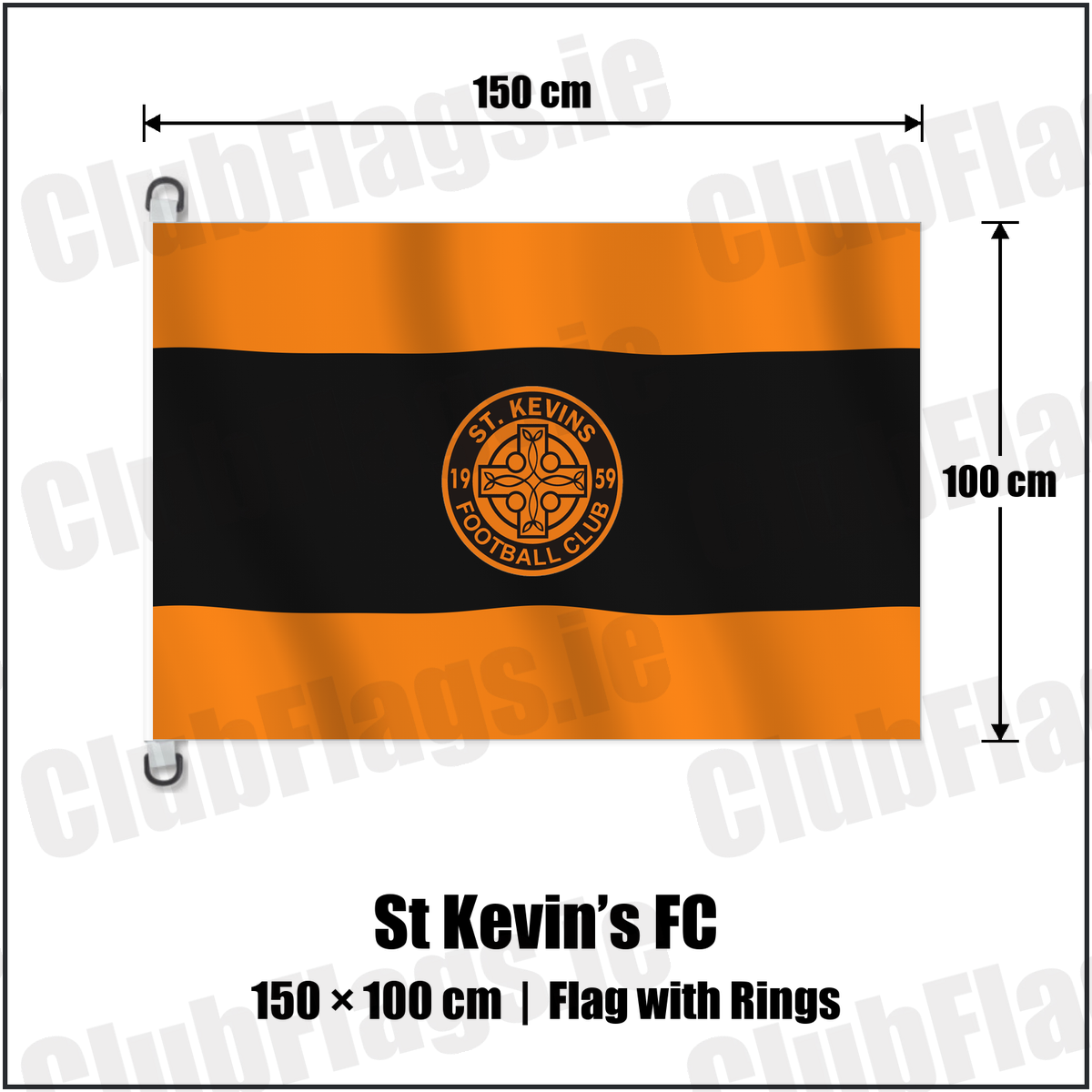St Kevin’s FC 150cm x 100cm Flag Pole Flag with Rings with the club crest and colours, Dublin Football - ClubFlags.ie
