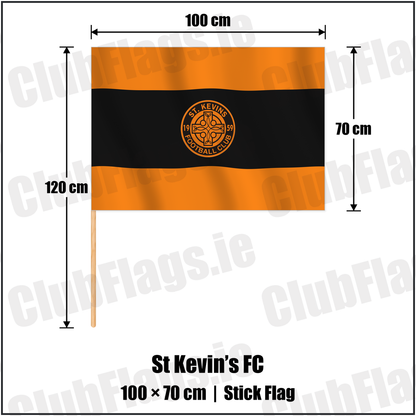 St Kevin’s FC 70cm x 100cm Stick Flag with the club crest and colours, Dublin Football - ClubFlags.ie