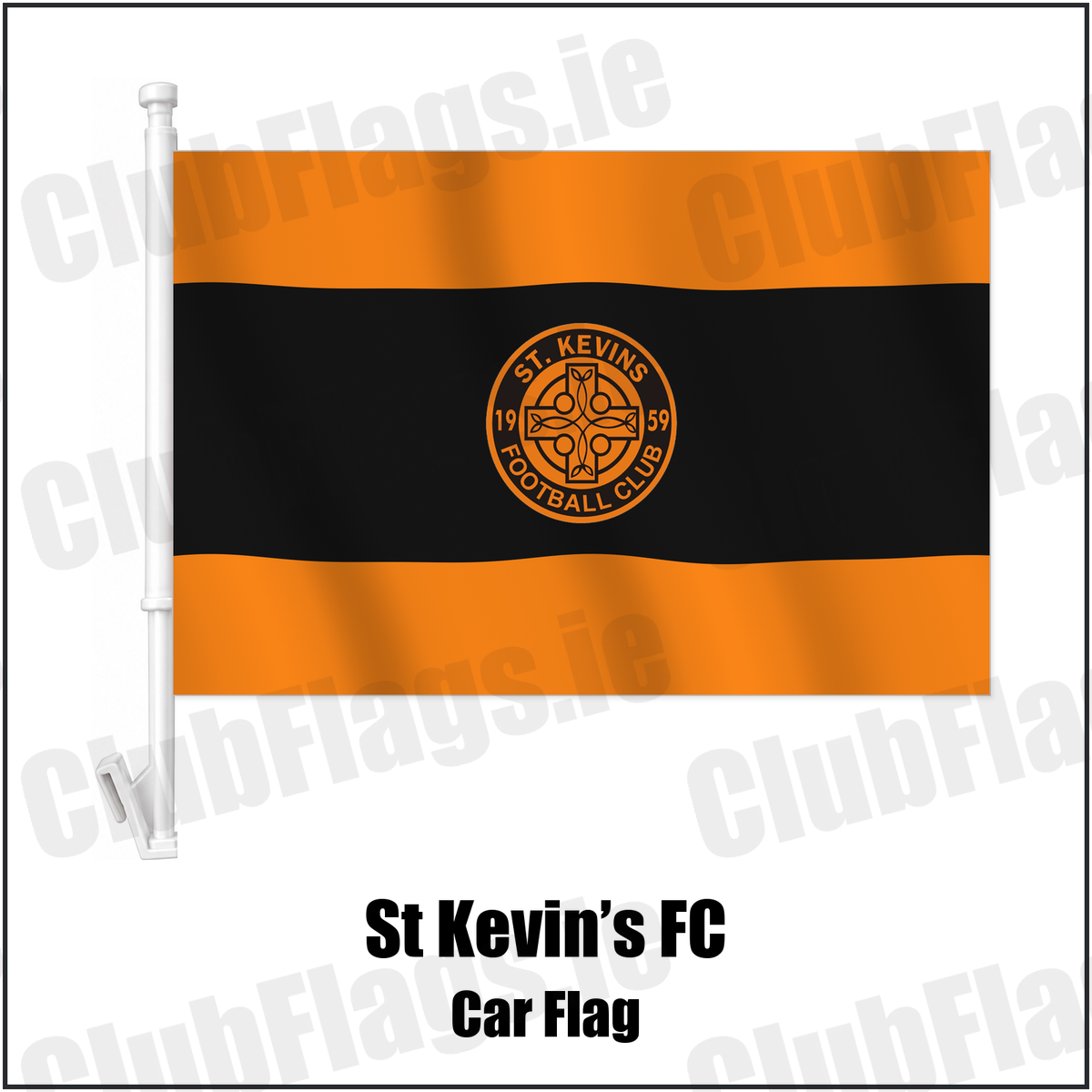 St Kevin’s FC Car Flag with the club crest and colours, Dublin Football - ClubFlags.ie