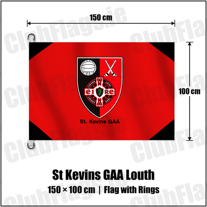 St Kevins GAA Louth 150cm x 100cm Flag Pole Flag with Rings with the club crest and colours, Louth GAA - ClubFlags.ie