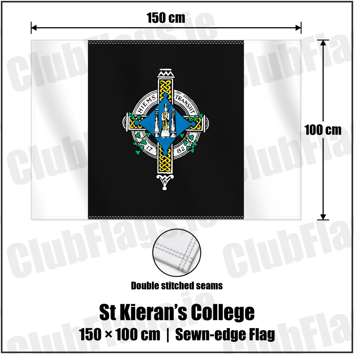 St Kieran’s College 100cm x 150cm Flag (sewn on the edges) with the club crest and colours, Kilkenny GAA - ClubFlags.ie