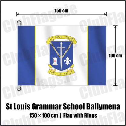 St Louis Grammar School Ballymena 150cm x 100cm Flag Pole Flag with Rings with the club crest and colours, Antrim GAA - ClubFlags.ie