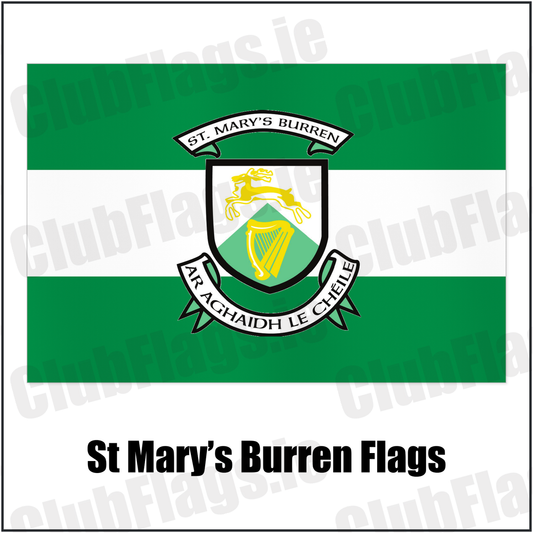 St Mary’s Burren Flags with the club crest and colours, Down GAA - ClubFlags.ie