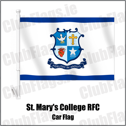 St. Mary's College RFC Car Flag with the club crest and colours, Dublin Rugby - ClubFlags.ie